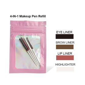Four In One Eyebrow Pencil Lip Gloss Eyeliner Makeup Pencil (Option: Refill)
